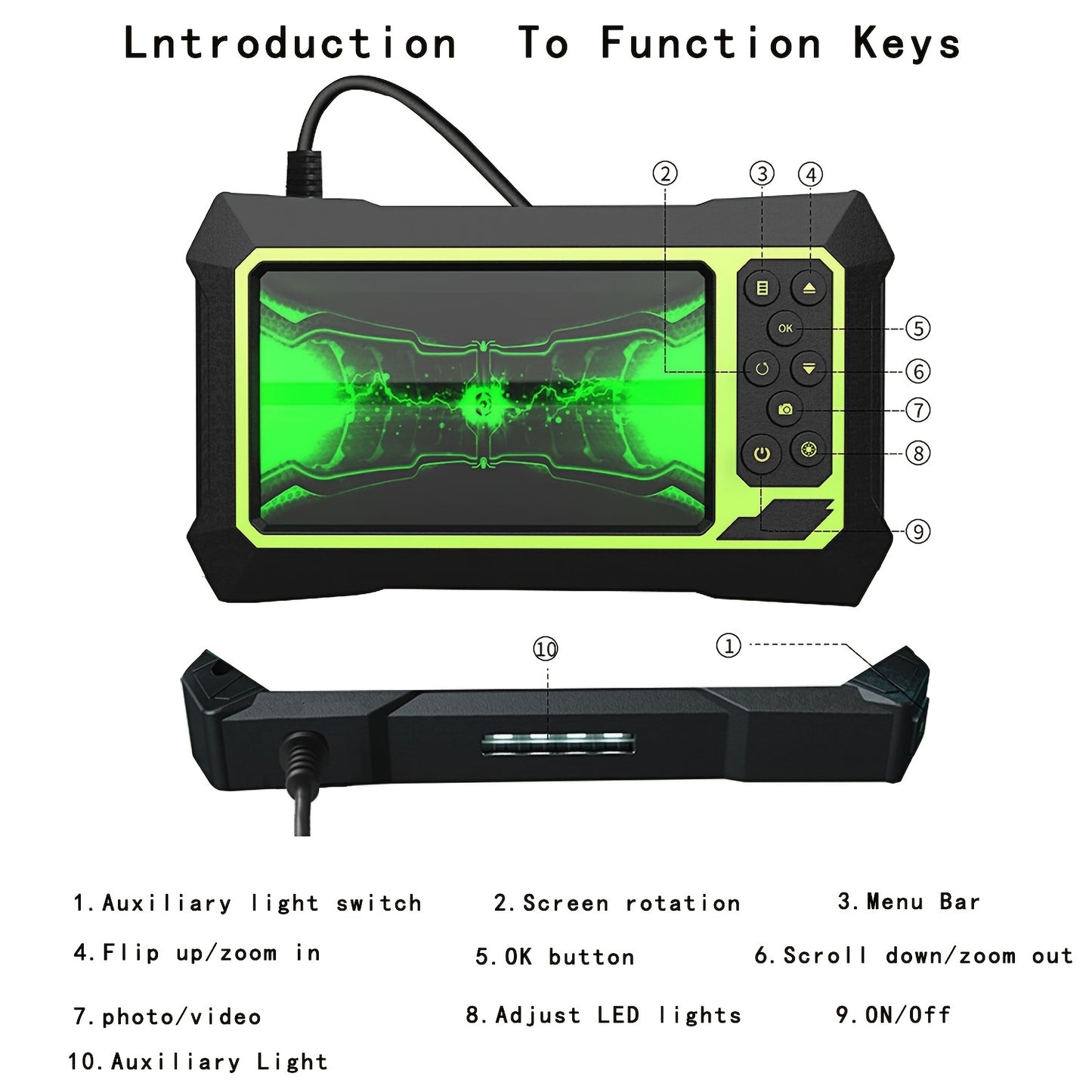 4.3 Inch Industrial Endoscope with 3000mAh Battery & 1080HD Video Resolution - Capture Clear Images & Video!