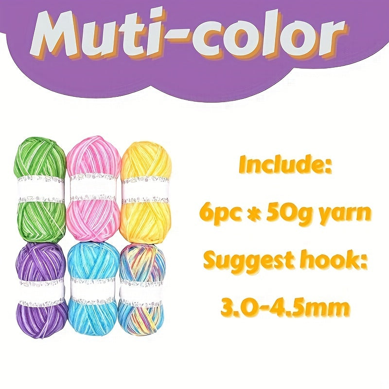 6pcs 50g Multi Color Milk Cotton Super Warm 3ply Knitting Crocheting Yarn For Hand Knitting Sweater Hat DIY