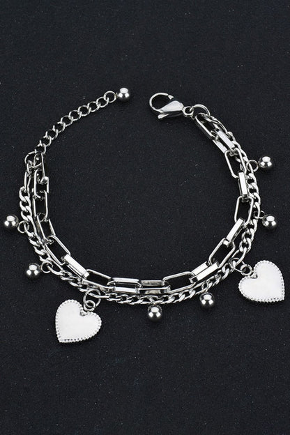 Pulsera de acero inoxidable con dije de corazón