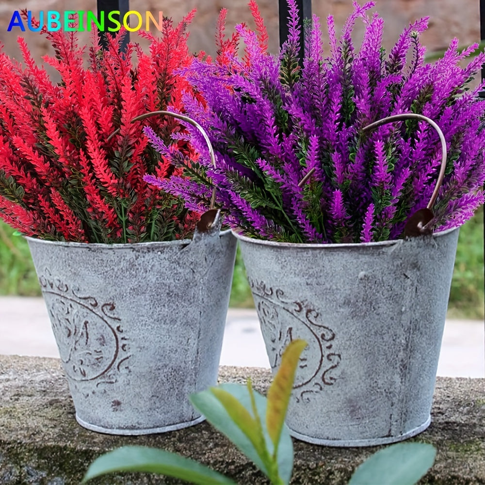 6 Bundles of UV-Resistant Artificial Lavender Flowers - Perfect for Garden, Porch, Window Box Decorating!