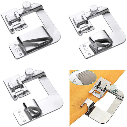 Upgrade Your Sewing Machine with this 3pcs Rolled Hem Presser Foot Set - Compatible with Singer, Brother, Babylock & More!