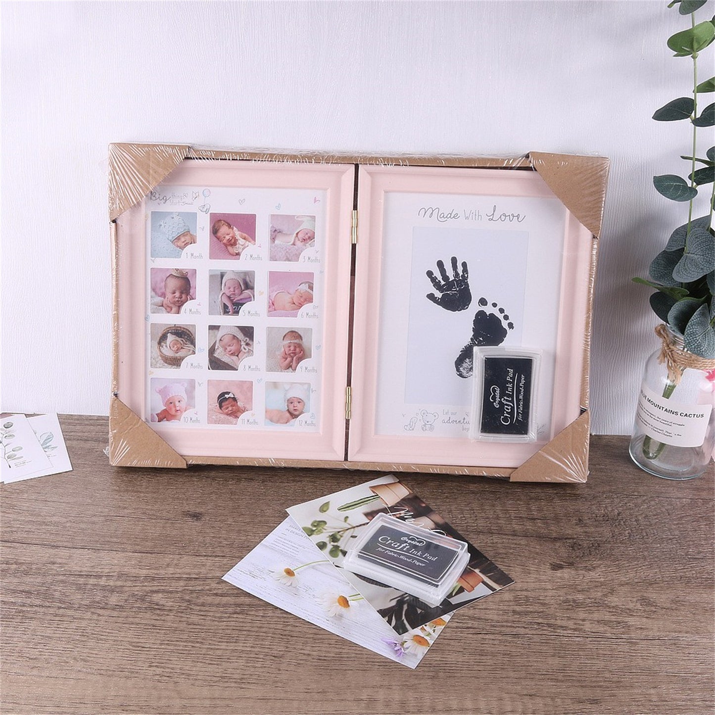 100 Days Anniversary Table Filler Photo Frame - Capture Your Newborn's Hand & Foot Prints!