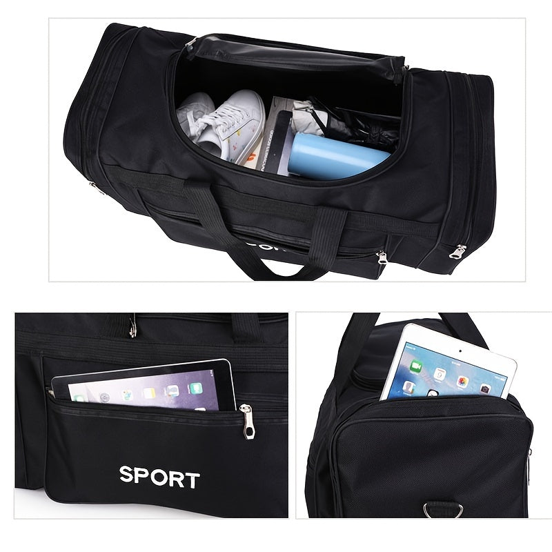 1pc Foldable Tote Travel Bag, Sports Fitness Bag, Men's Large Capacity Portable Duffel Bag, Shoulder Bag