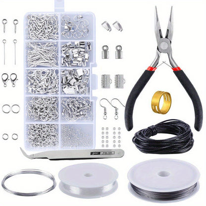 900pcs Jewelry Making Starter Kit Earrings Necklace Findings DIY Beads Plier Tools Set Jewelry Repair Tool Set Jewelry Accessories Suitable For Adults And Beginners