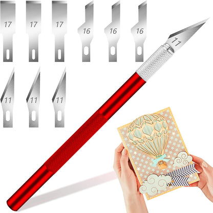 1pc Craft Knife With 9PCS Exacto Knife Blades Refills (#11, 16, 17), Exacto Knife And Extra Blades For Beginners, Precision Hobby Knife For Carving Fondant, Scrapbooking, Stencils