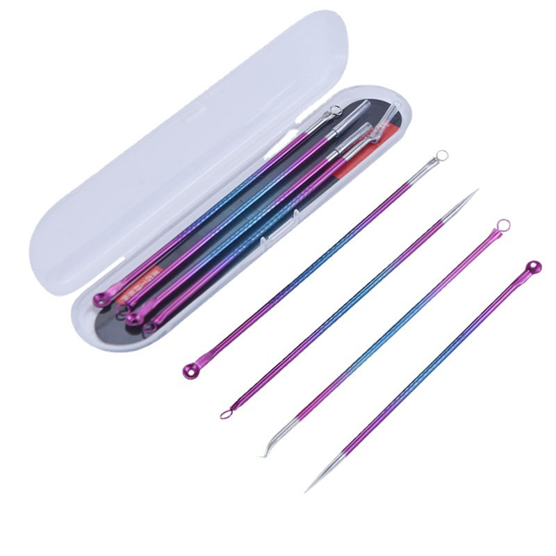 4-piece Blackhead Beauty Needle Set - Double-Headed Steel Acne Needle for Painless and Effective Treatment