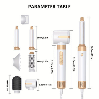 Ensemble de brosses à air chaud 7 en 1 : brosse amovible pour sèche-cheveux avec diffuseur, fer à friser et plus encore – Mise à jour 2023 ! 