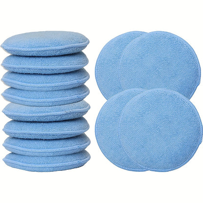 12 Pack of Blue Microfiber Wax Applicator Pads - Perfect for a Shiny Finish!