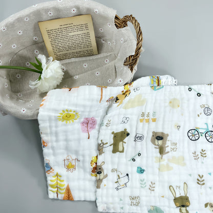 6-Layer 100% Cotton Muslin Burp Cloths: Extra Soft & Absorbent Hand Washcloths - Perfect Christmas Gift for Boys & Girls!