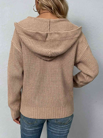 Cardigan à capuche zippé avec cordon de serrage