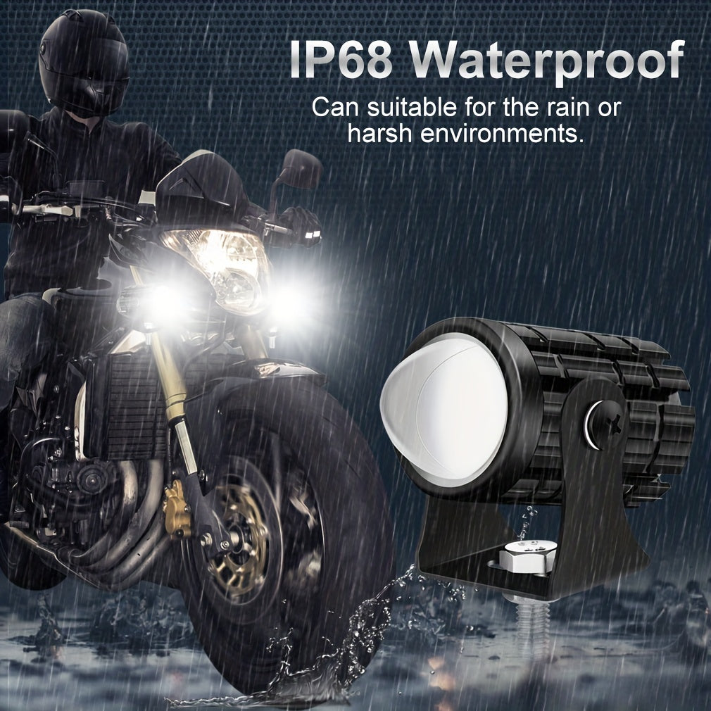 2pcs 5000LM Motorcycle LED Auxiliary Headlight With Control Switch Dual Color For ATV Scooter Driving Racing Auxiliary Spotlight Waterproof IP68