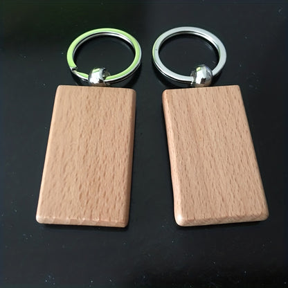 10 pack Natural Beech Wood Keychain Pendant - Creative Key Rings for Home Decor and Organization