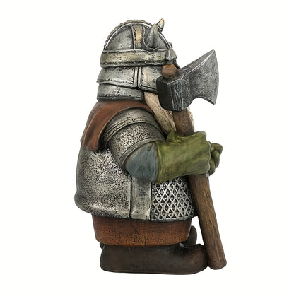 Viking Warrior Gnome Statue - Add a Touch of Adventure to Your Garden Decor!