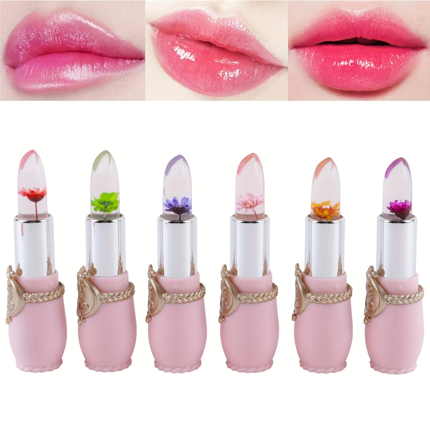 6 pcs Moisturizing Temperature Changing Lipstick - Long Lasting Nourishing Lip Balm with Peach Flavor