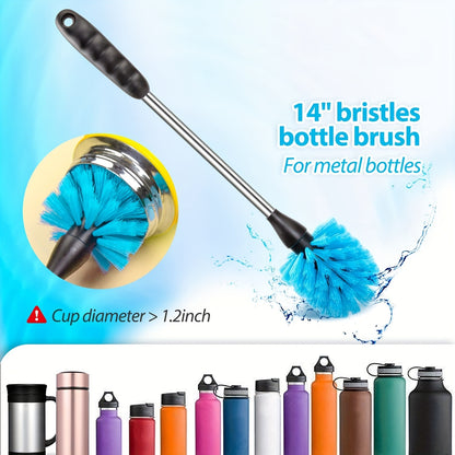 5pcs Bottle Brush Cleaning Set - Clean Narrow Neck Beer Bottles, Wine Decanter, Pipes, Hydro Flask Tumbler & More!