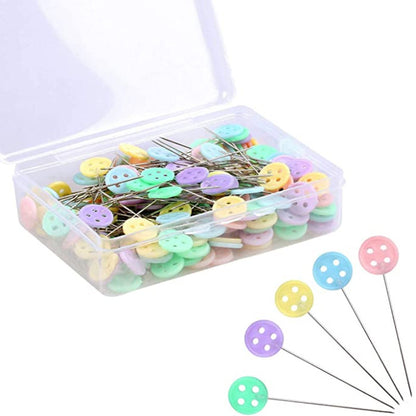 100Pcs Multicolor Button Head Straight Pins - Perfect for Fabric Quilting, Crafting & Sewing!