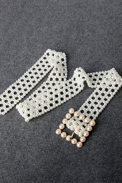 Alloy Buckle Pearl Belt