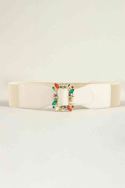 Multicolored Leaf Buckle Elastic Belt