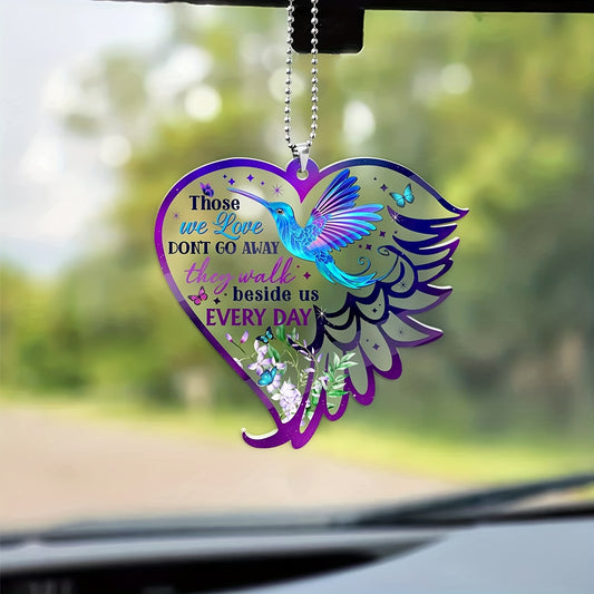 1pc Transparent Heart Keychain Pendant for Girls - Cute Bird Car Decoration and Backpack Accessory