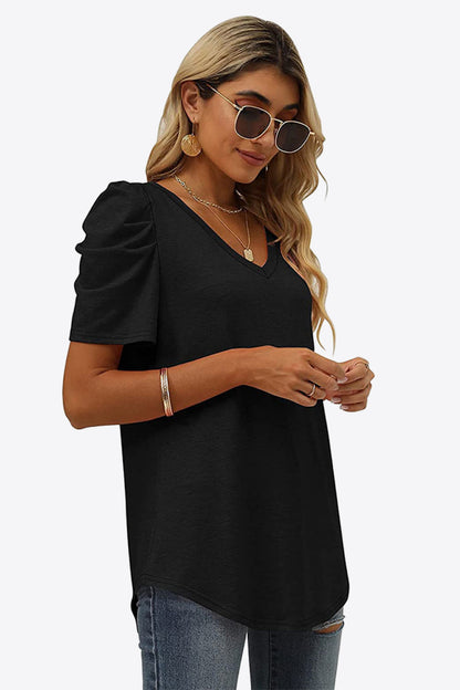 V-Neck Puff Sleeve Tee