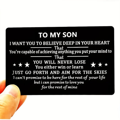 Wallet Insert Card Engraved Card For Daughter Son Grandson Granddaughter Gifts Aluminum Alloy Wallet Insert Card Love Note Cards