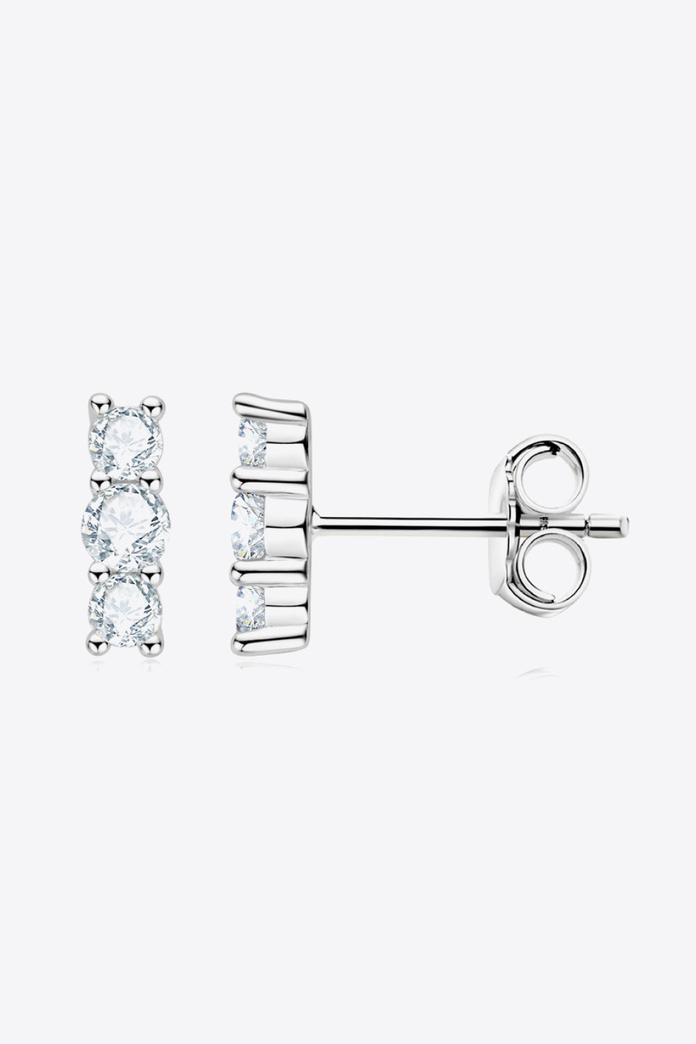 Boucles d'oreilles à tige en moissanite en argent sterling 925 avec rythme cardiaque