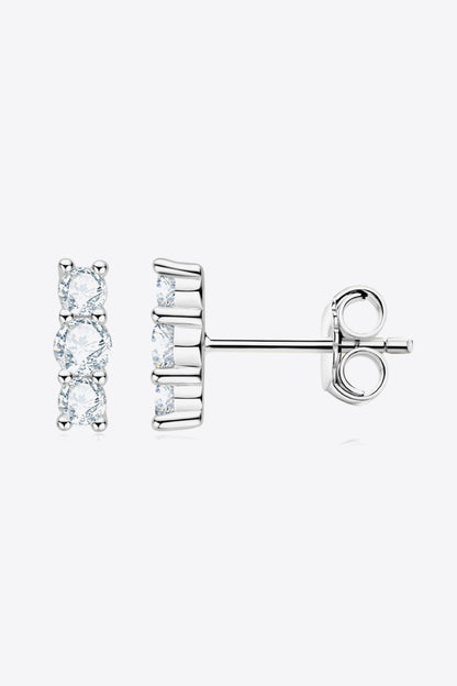 Boucles d'oreilles à tige en moissanite en argent sterling 925 avec rythme cardiaque