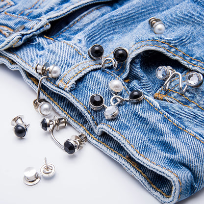 1 Set Of Pant Waist Tightener Instant Jean Buttons For Loose Jeans Pants Clips For Waist Detachable Jean Buttons Pins No Sewing Waistband Tightener