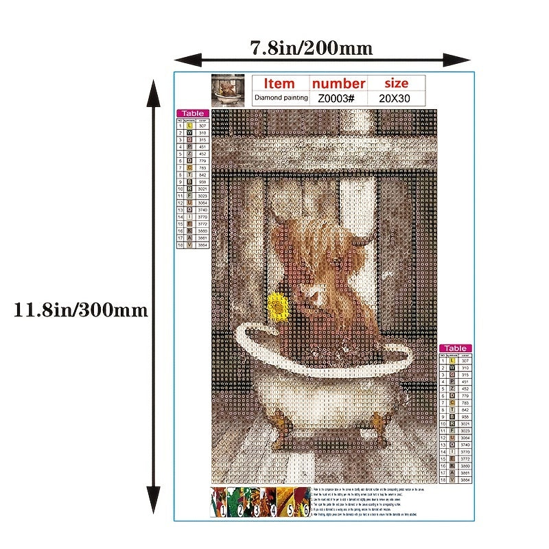 1pc Cute Cow Bubble Bath Diamond Painting Kit, 7.8*11.8in Adult Beginner DIY Painting, DIY Full Rhinestone Painting Picture Art Crafts, Used For Home Wall Art Decoration For Parents And Kids Family Time (Cow/Animal)