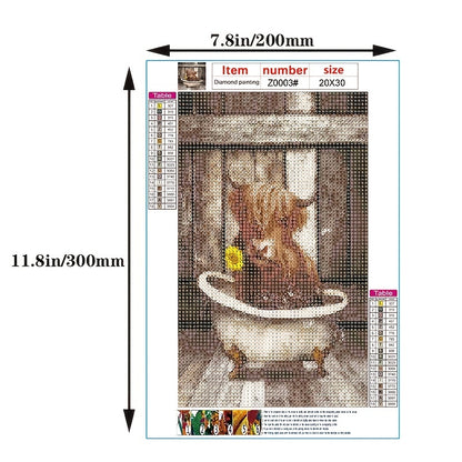 1pc Cute Cow Bubble Bath Diamond Painting Kit, 7.8*11.8in Adult Beginner DIY Painting, DIY Full Rhinestone Painting Picture Art Crafts, Used For Home Wall Art Decoration For Parents And Kids Family Time (Cow/Animal)