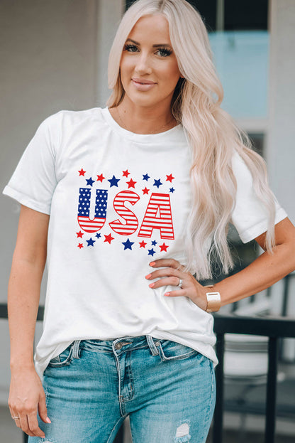 T-shirt graphique à étoiles et rayures des États-Unis