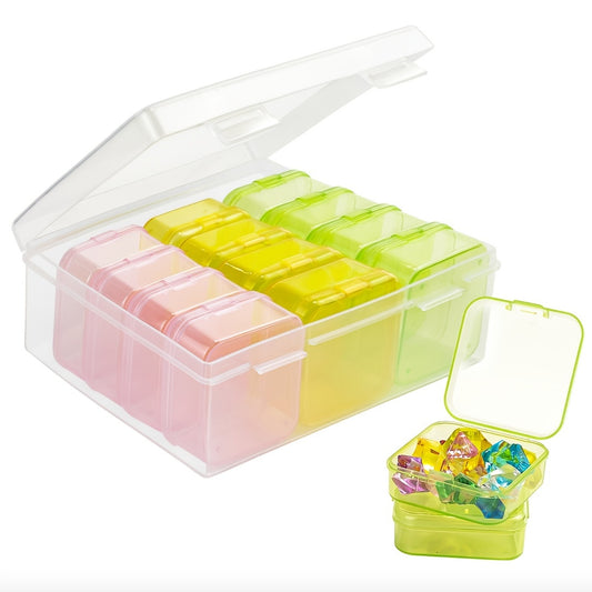 12pcs Mini Clear Plastic Beads Storage Box (2.12"x2.12"x0.79"), Small Empty Organizer Box With Hinged Lid For Storage Of Small Items, Jewelry,Hardware,DIY Art Craft Accessory