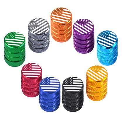 2pcs Tire Valve Stem Cap Cover, Tire Air Cap Metal With Plastic Liner Corrosion Resistant Leak-Proof American Flag For Car Truck Motorcycle Bike