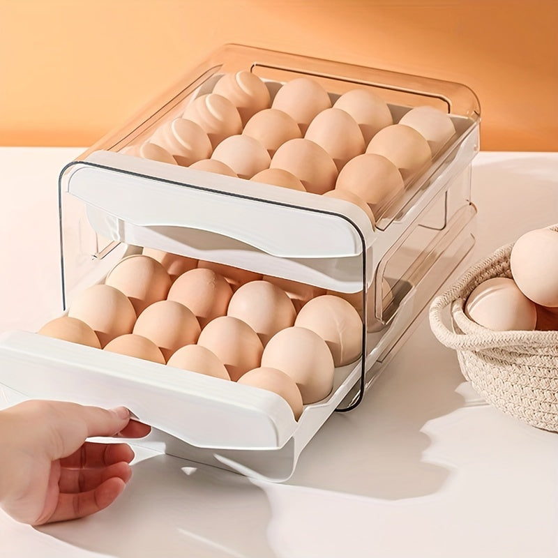 32-Compartment Egg Storage Box - Stackable, Transparent, Refrigerator-Friendly Stackable Egg Tray for Home Kitchens