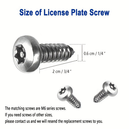 Anti Theft License Plate Screws, 1/4"(M6) Stainless Steel Bolts Fasteners Kits For Car Tag Frame Holder, Tamper Resistant Self Tapping Mounting Bolts