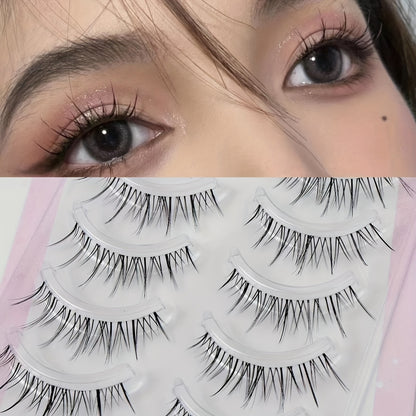 5 Pairs of Wavy False Eyelashes - Perfect for Manga & Anime Makeup & Beauty!