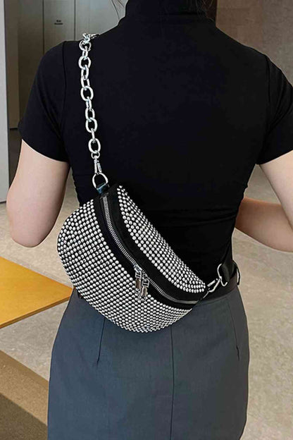 Rhinestone PU Leather Sling Bag