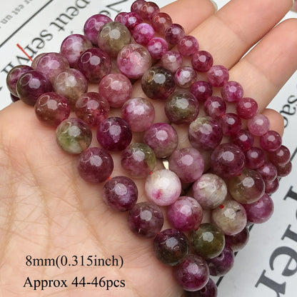 8mm Natural Pink Tourmaline Crystal Beads: Perfect for Jewelry Making & DIY Earrings!