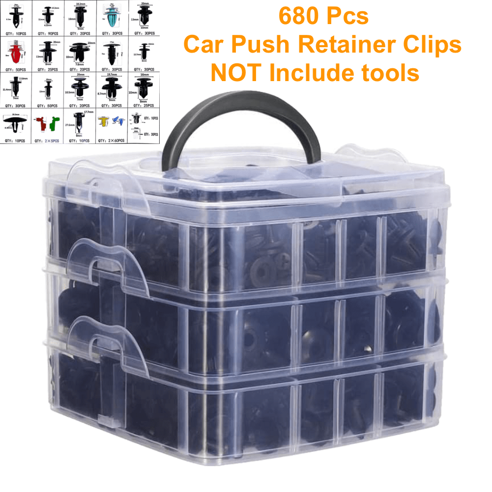 680 Pcs Car Push Retainer Clips, Plastic Door Panel Fasteners Fender Bumper Clips, Car Clips Fasteners Kit With Most Popular Sizes Auto Push Pin