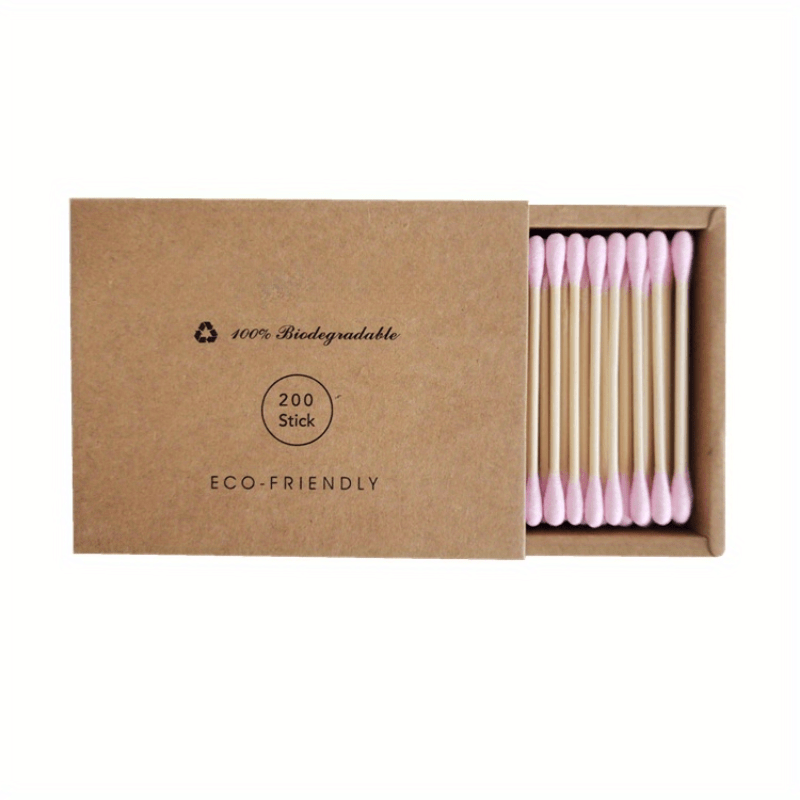 200PCS/Box Double Head Swab Bamboo Sticks Swab Disposable Buds For Beauty Makeup Nose Ears Cleaning