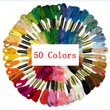 50-Piece Rainbow Embroidery Floss Set - Perfect for Crafting Bracelets & More!