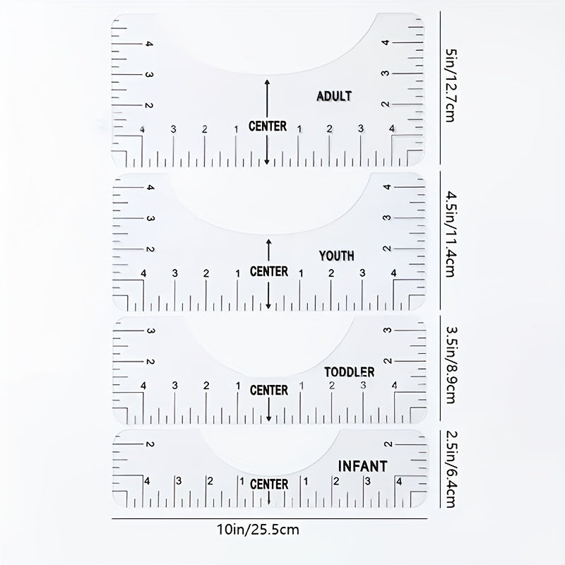 4pcs/Set T-Shirt Ruler Guide: Craft Sewing Supplies Accessories Tools for Heat Press HTV Heat Transfer Vinyl & Vinyl Alignment - Perfect for Vinyl Alignment & Centering Designs!