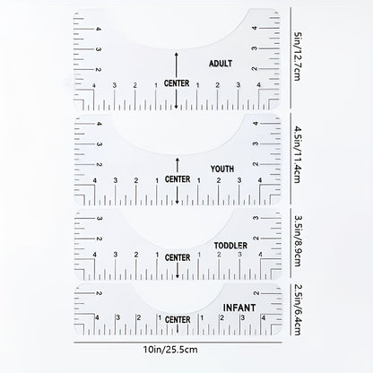 4pcs/Set T-Shirt Ruler Guide: Craft Sewing Supplies Accessories Tools for Heat Press HTV Heat Transfer Vinyl & Vinyl Alignment - Perfect for Vinyl Alignment & Centering Designs!