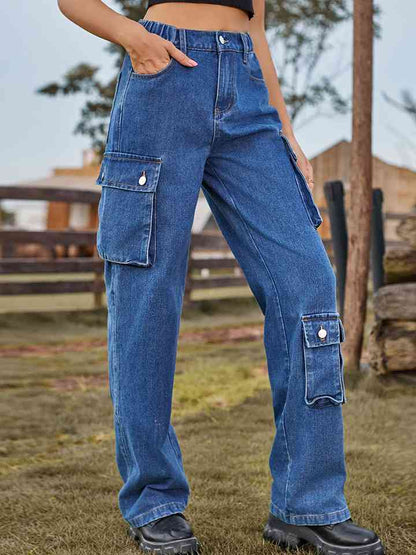 Straight Leg Cargo Jeans