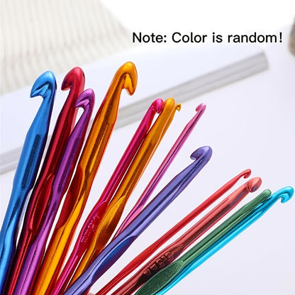 12pcs Multicolor Aluminum Crochet Hooks: Knit with Comfort & Style - 2-8mm