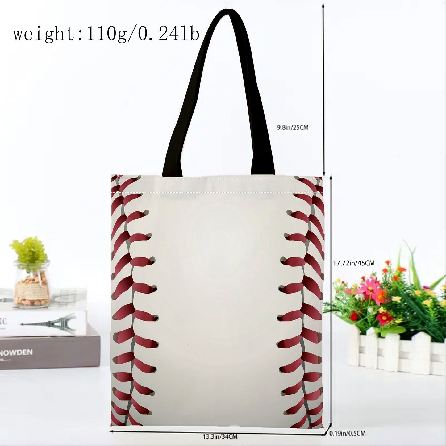 Super Bowl-Inspired Baseball Print Canvas Bag: Lightweight, Versatile Shopper Bag for Any Occasion