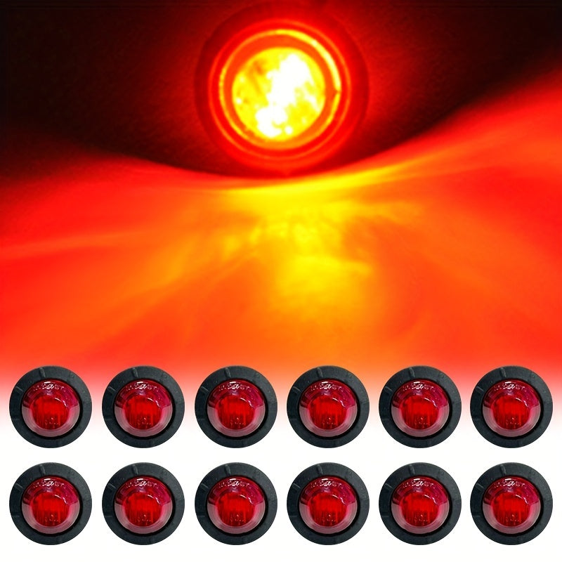 12PCS 12V Round 3/4 Inch Waterproof LED Gap Light, Van/ Truck/ Sidelight/ Indicator, Side Light