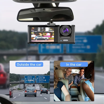 2-In-1 1080P Dash Cam For Cars: IR Night Vision, Loop Recording, 2 IPS Screen - Car DVR Camera