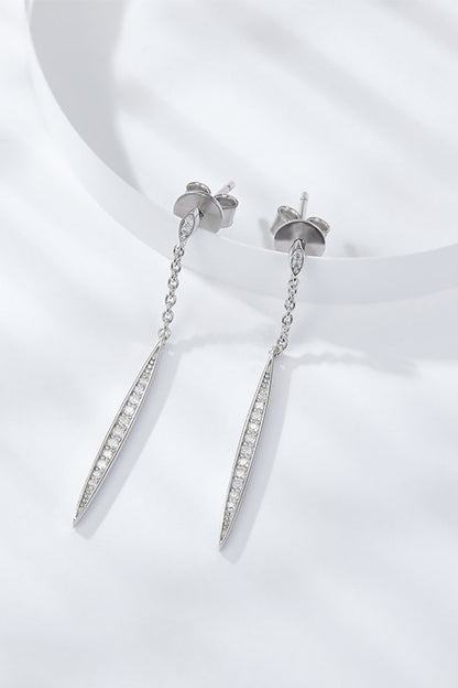 Boucles d'oreilles pendantes élégantes en argent sterling 925 Moissanite