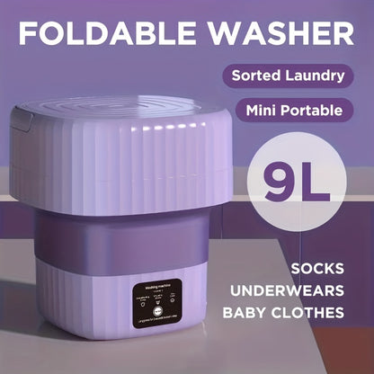 9L Portable Mini Washing Machine: 3 Modes, Effective Sterilizing Washer With Drain Basket - Perfect for Baby Clothes, Underwear, Socks & More!